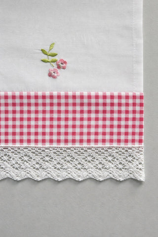 Scheibengardine Landhaus rot weiß HxB 30x140cm