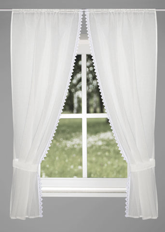 Raffgarnitur Leinenoptik mit Macraméeborte "Nishay" 2x 75x160cm