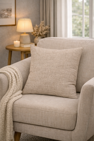 Kissenhülle Dekostoff uni "Lucio" beige 40x40 oder 50x50cm