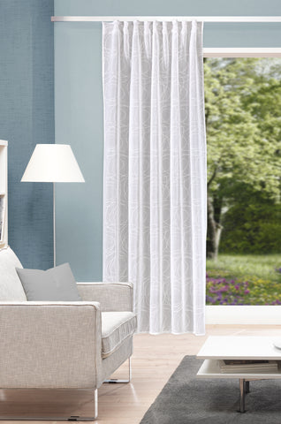 Fertigschal "Ditos" Leinenoptik bestickt weiss BxH 135x245cm