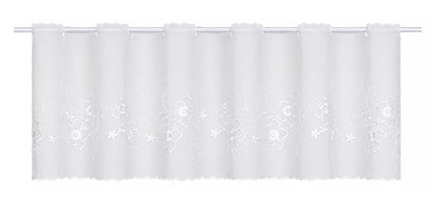 Scheibengardine Voile weiß bestickt HxB 44x153cm 2656