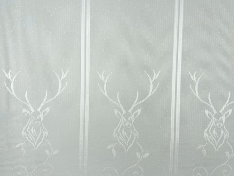 Scheibengardine Jacquard Hirsch weiß Höhe 45cm versch. Breiten