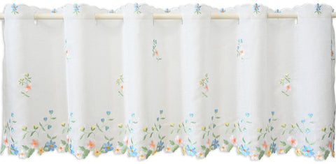 Scheibengardine bestickt mit Blumen HxB 48x140cm 2483