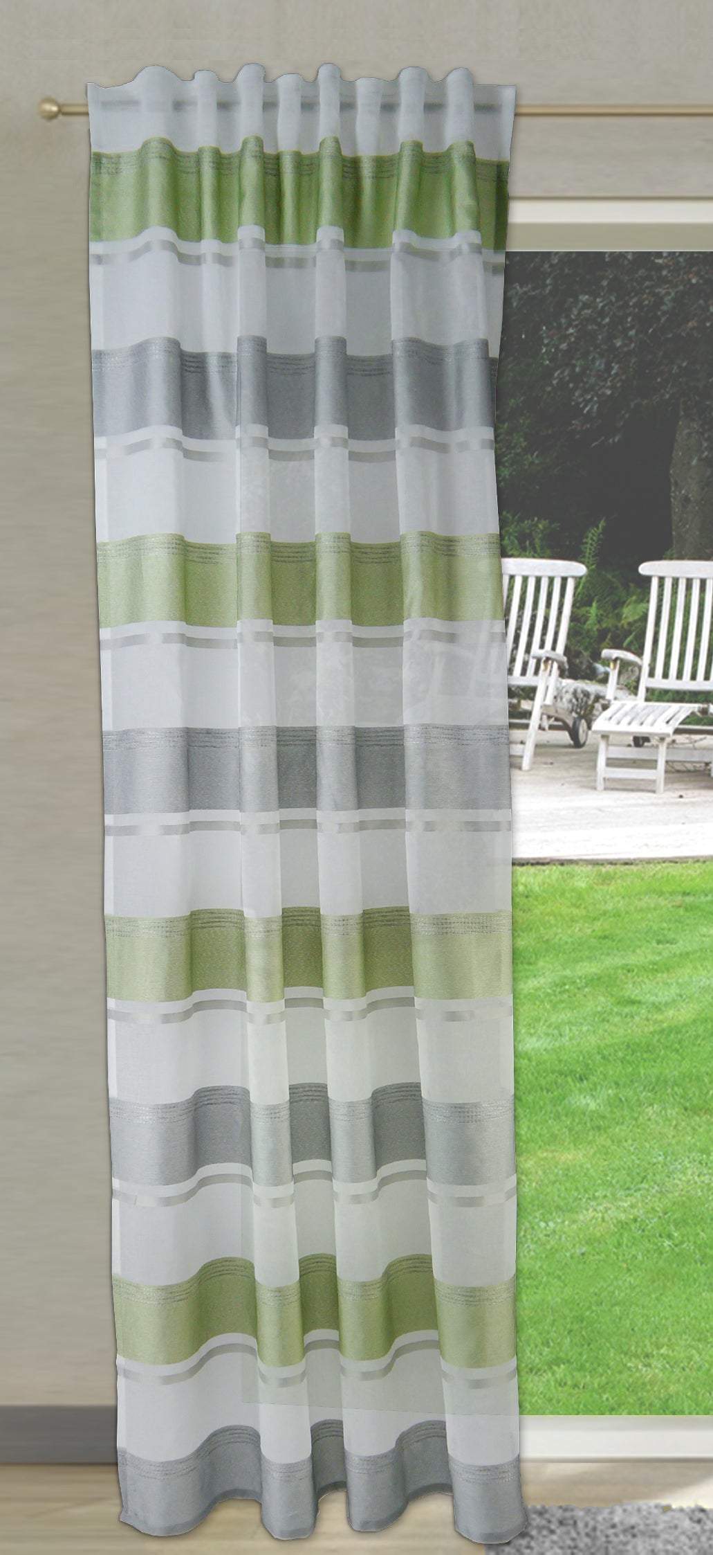 Schlaufenschal 2516 Streifen Quer 140x245 cm grün