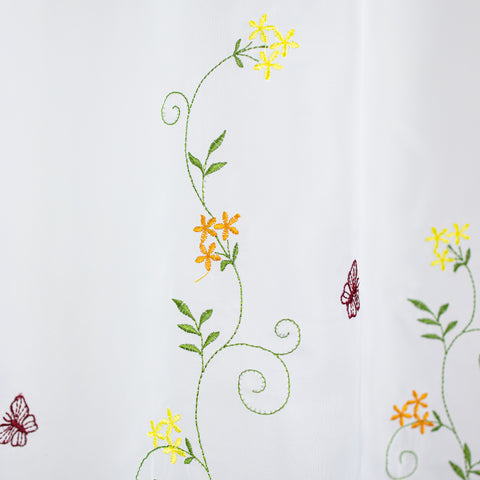 Scheibengardine bestickt mit Schmetterling und Blumen HxB 48x140cm