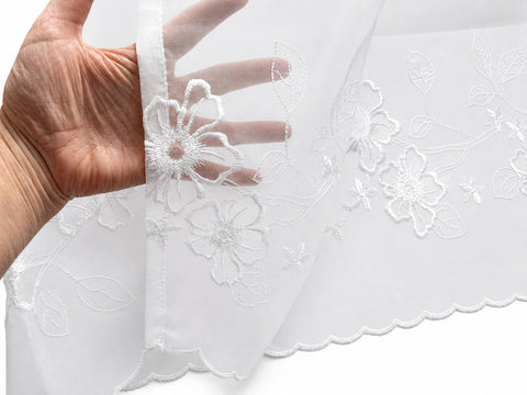 Scheibengardine Voile weiß bestickt HxB 44x153cm 2656