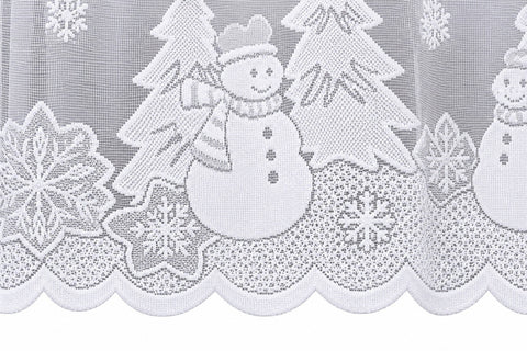 Scheibengardine Weihnachtsbaum Schneemann weiß HxB 50x140cm 2373