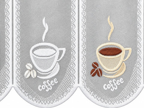 nach Maß Scheibengardine Kaffee Tasse Höhe 45/60cm