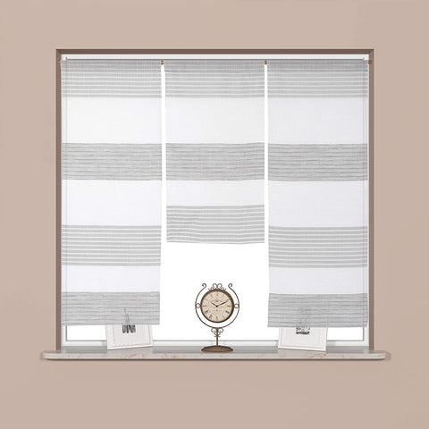 Design Mini Flächenvorhang Set weiß taupe Scheibengardine 4014-09