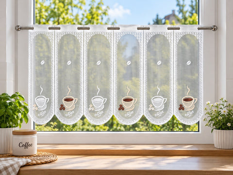 nach Maß Scheibengardine Kaffee Tasse Höhe 45/60cm