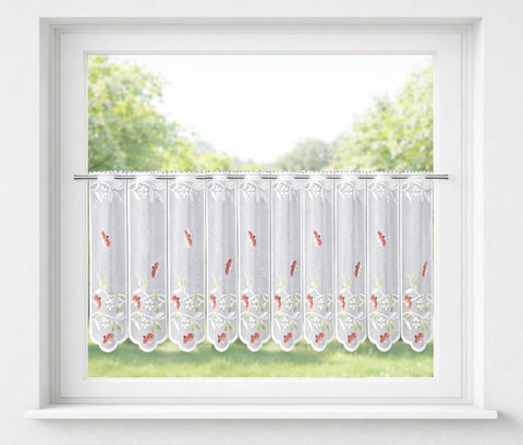 Scheibengardine Marienkäfer HxB 50x153cm Jacquard bedruckt transparent rot weiß