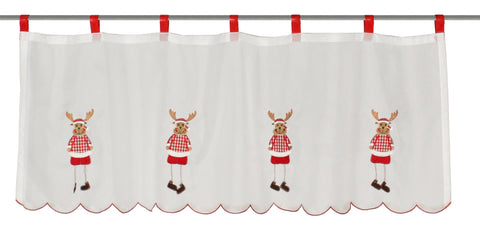 Cafehaus mit Schlaufen Elch Scheibengardine Weihnachten Rentier BxH 120x45cm