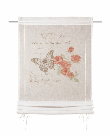 Bändchenraffrollo rosa Blume Schmetterling BxH 60x120cm