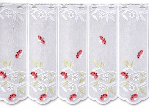 Scheibengardine Marienkäfer HxB 50x153cm Jacquard bedruckt transparent rot weiß