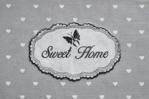 Schlaufen Scheibengardine Füssen Sweet Home grau HxB 50x135cm