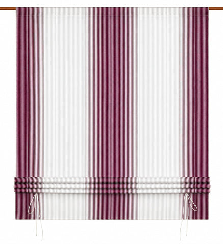 Bändchen-Raffrollo violett - weiß BxH 100x135cm