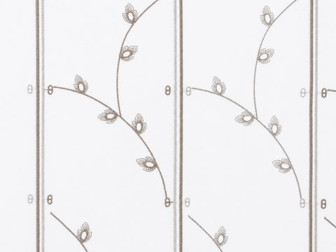 Cliprollo Scheibengardine Blätter bestickt taupe Höhe 120/145/175cm nach Maß