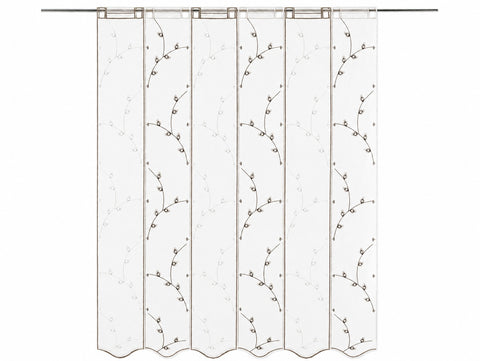 Cliprollo Scheibengardine Blätter bestickt taupe Höhe 120/145/175cm nach Maß