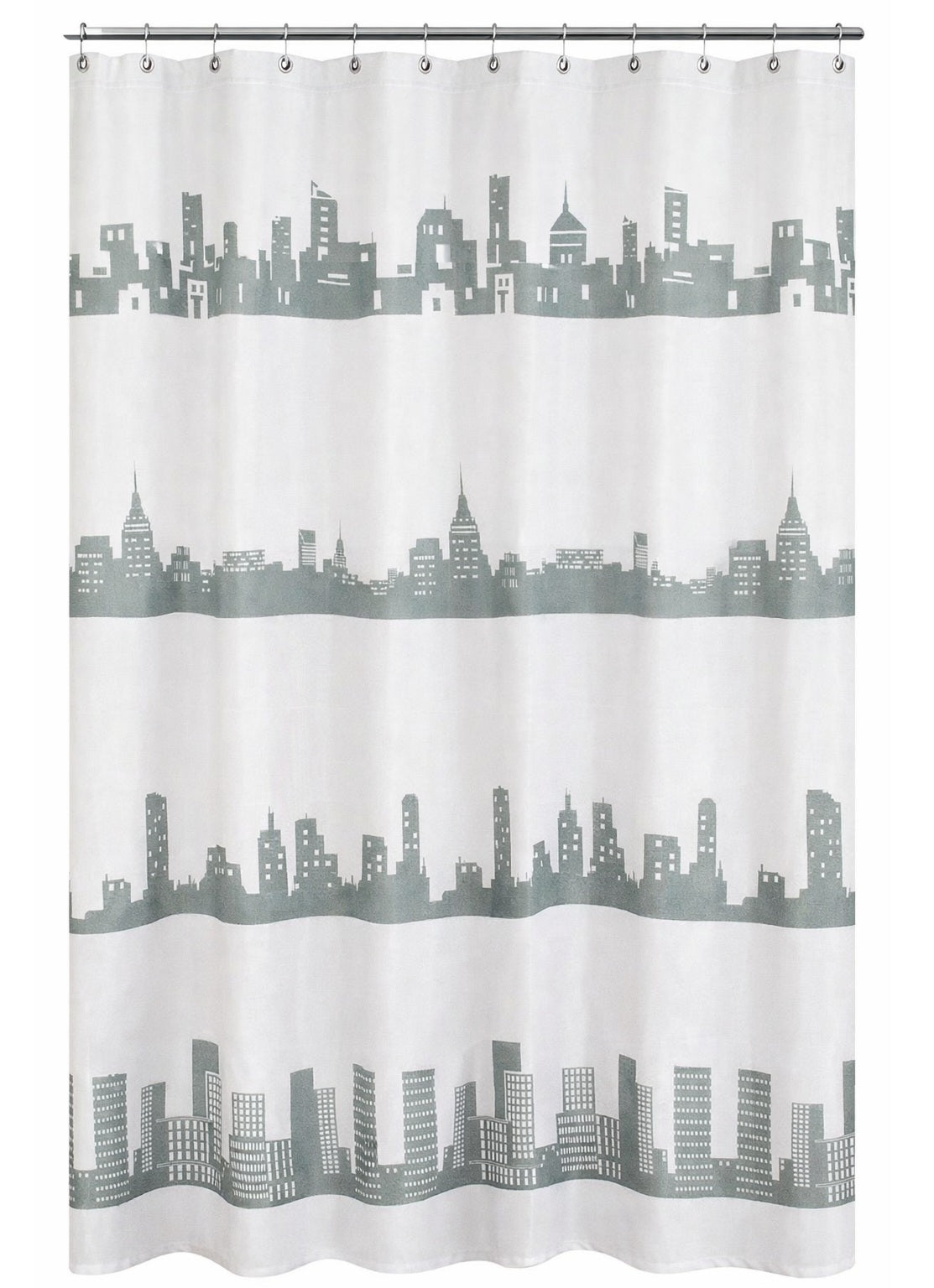 Textil-Duschvorhang Skyline grau weiß BxH 180x200cm