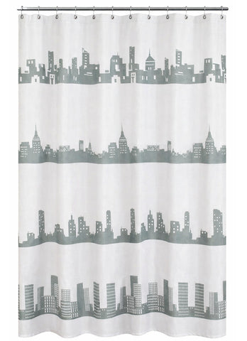 Textil-Duschvorhang Skyline grau weiß BxH 180x200cm
