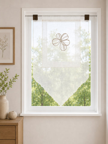 Design Kuvert Blume bestickt taupe Lagenoptik BxH 60x90cm Scheibengardine 2230