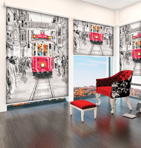 Digi Rollo Sichtschutz digital bedruckt Tram Strassenbahn