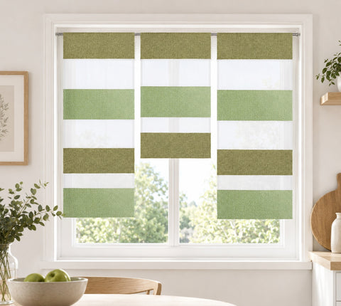 Design Mini Flächenvorhang Set grün Scheibengardine 2280-10 apfel