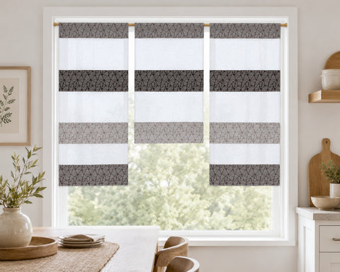 Design Mini Flächenvorhang Set anthrazit grau Muster Scheibengardine 2292