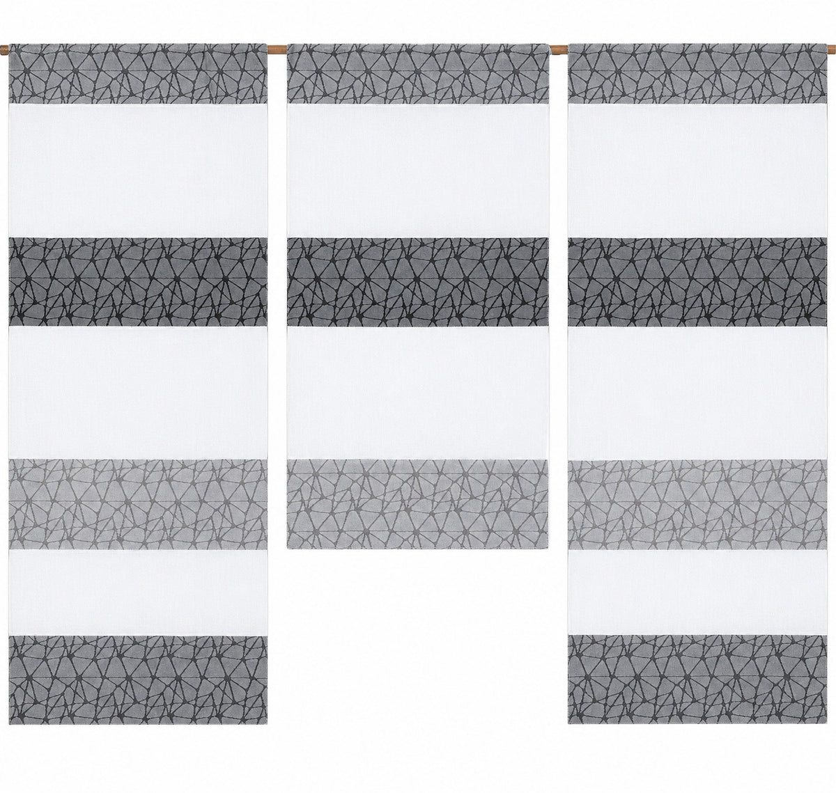 Design Mini Flächenvorhang Set anthrazit grau Muster Scheibengardine 2292