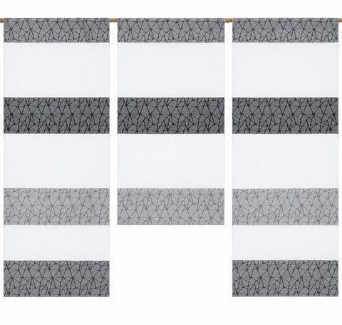 Design Mini Flächenvorhang Set anthrazit grau Muster Scheibengardine 2292