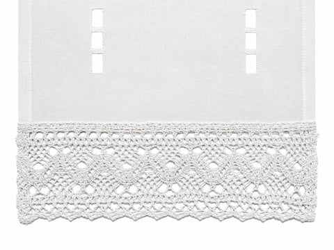 Mini Flächenvorhang Set / Fensterbehang Lochstickerei mit Borte "Alegra" Scheibengardine