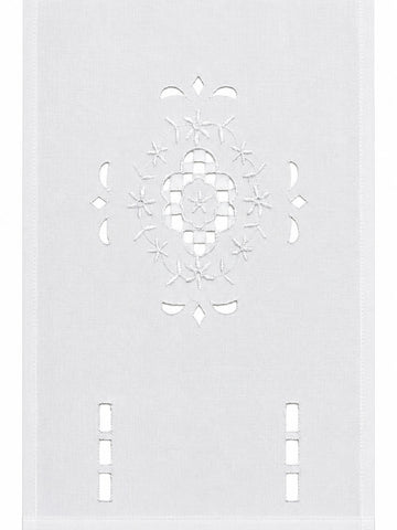 Mini Flächenvorhang Set / Fensterbehang Lochstickerei mit Borte "Alegra" Scheibengardine