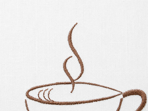 Design Mini Flächenvorhang Set weiß bestickt Kaffee Coffee Scheibengardine 4057-01