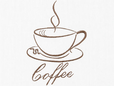 Design Mini Flächenvorhang Set weiß bestickt Kaffee Coffee Scheibengardine 4057-01