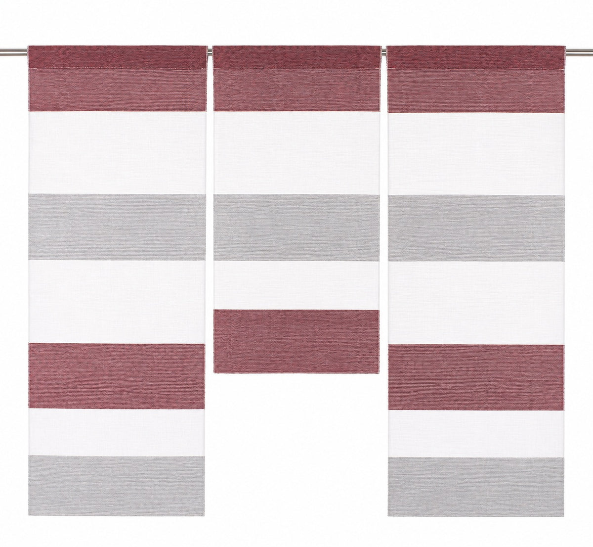 Design Mini Flächenvorhang Set rot grau Scheibengardine 2280-09