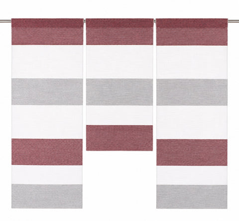 Design Mini Flächenvorhang Set rot grau Scheibengardine 2280-09