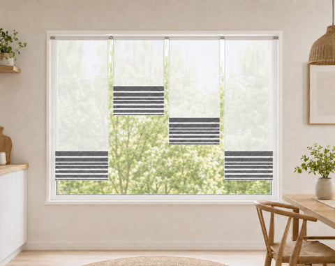 Design Mini Flächenvorhang Set anthrazit Scheibengardine 4028 4-tlg