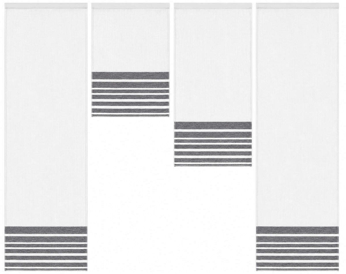 Design Mini Flächenvorhang Set anthrazit Scheibengardine 4028 4-tlg