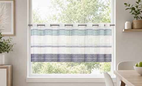 Design Ösenpanneaux Streifen blau Scheibengardine 4059-01
