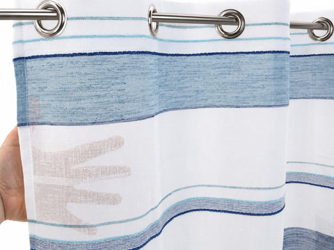 Design Ösenpanneaux Streifen blau Scheibengardine 4059-01