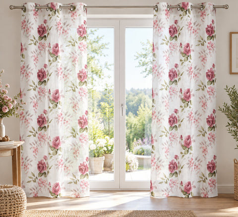 Ösenschal BxH 140x245cm Rosen rot 2643
