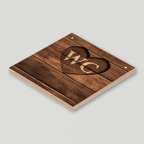 Holzschild "WC" bedruckt 20x20cm Deko