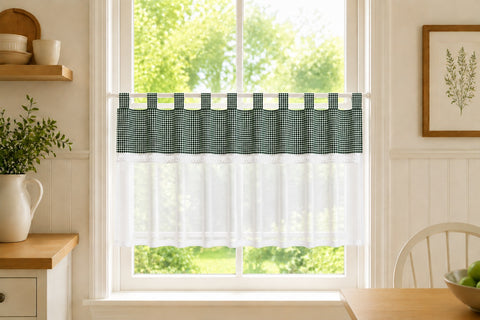 Design Schlaufen Scheibengardine Landhaus grün BxH 48x140cm