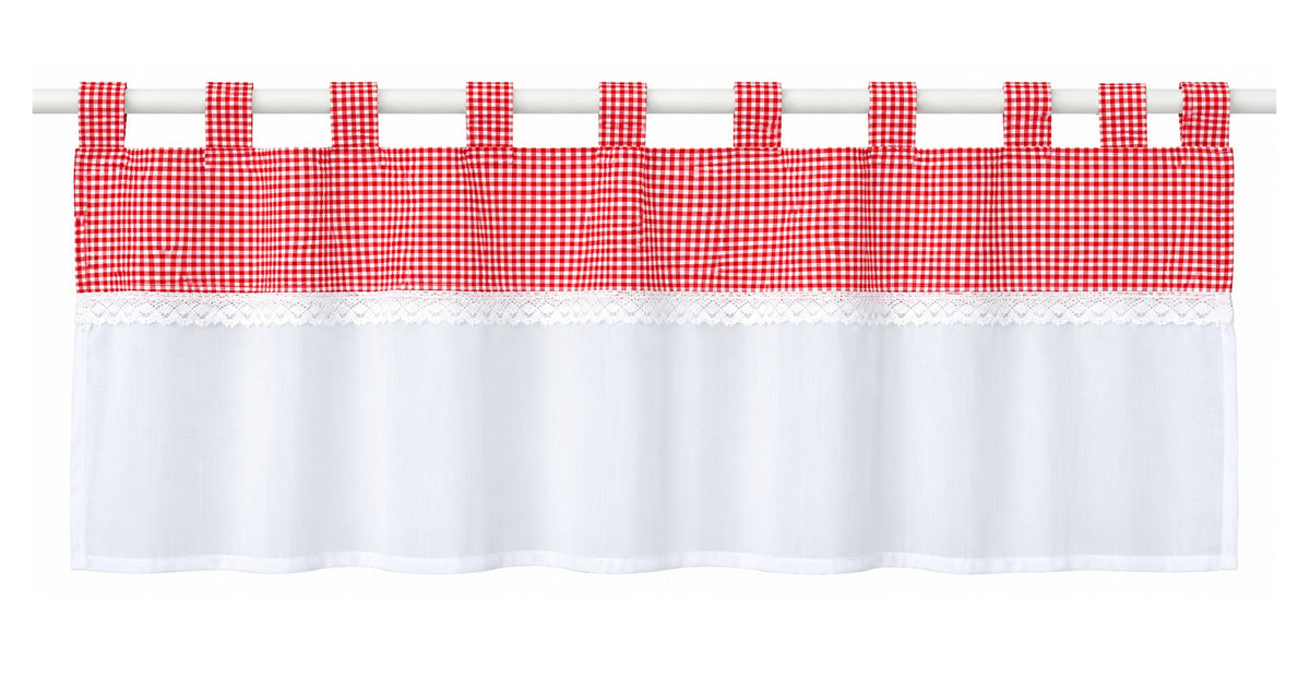 Design Schlaufen Scheibengardine Landhaus rot BxH 48x140cm
