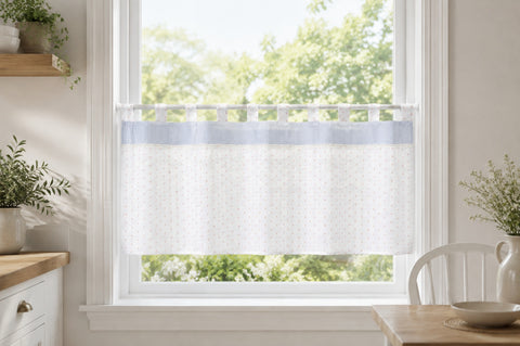 Scheibengardine Schlaufen Panneaux Kleinfenster HxB 48x140 apricot Perlen Bistro