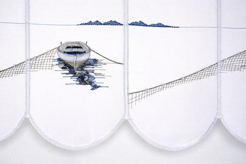Scheibengardine Fischerboot nach Maß