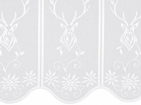 Scheibengardine Jacquard Hirsch weiß Höhe 60cm versch. Breiten
