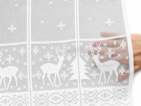 Scheibengardine Hirsch Schneeflocke HxB 50x140cm 2358