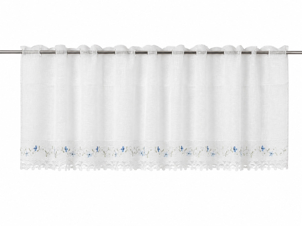 Scheibengardine Mara blau Leinenoptik HxB 150x45cm