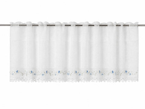 Scheibengardine Mara blau Leinenoptik HxB 150x45cm